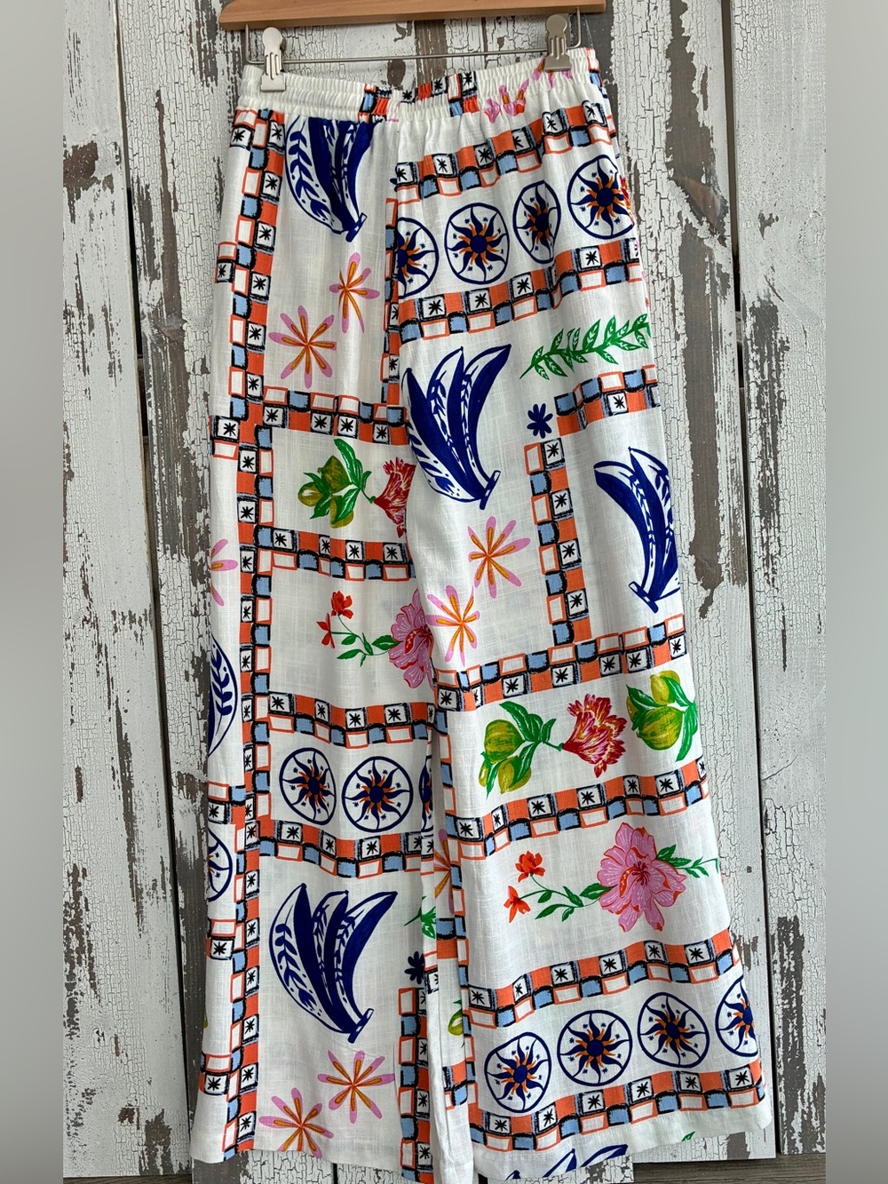 NWT Anthropologie’s Label of Love Wide Leg Tropical Linen Pants S
